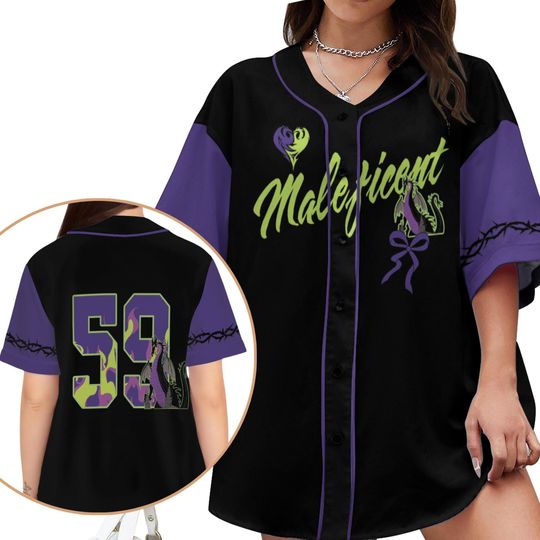 Discover Custom Name Maleficent Baseball Jersey Shirt, Disney Villains Dragon Jersey, Sleeping Beauty Maleficent Dragon Outfit, Disney Gift For Fans
