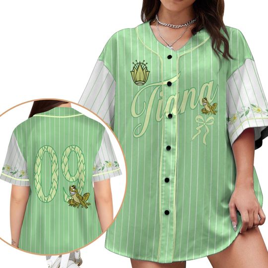 Custom Name Disney Princess Tiana Baseball Jersey, Disney Coquette Bow Princess & The Frog Shirt, Disneyland Family Trip Matching Outfits