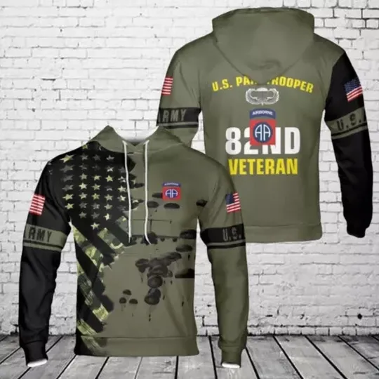 US Army Paratroopers With The 82nd Airborne Division Veteran Hoodie Xmas Gift