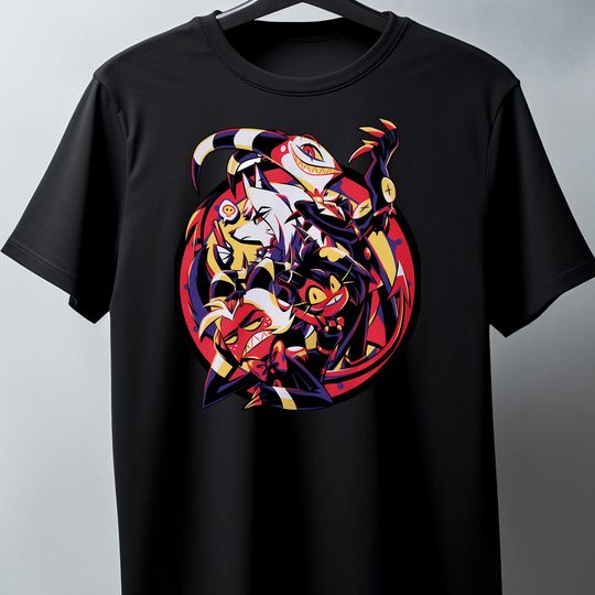 Discover Hazbin Hotel, Helluva Boss Group, Unisex Graphic Vintage-style T-Shirt