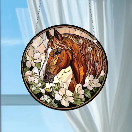 Discover Horse Head Stained Glass Suncatcher, Window Hanging Decor