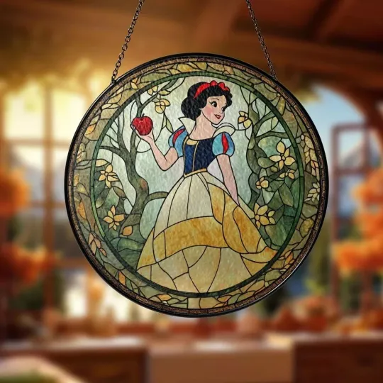 Snow White Princess Stained Glass Suncatcher Window Hanging Decor