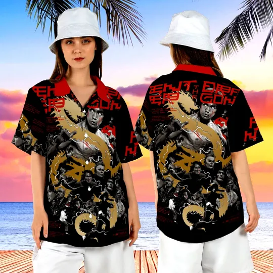 Bruce Lee Men's Hawaiian Shirt Karate Kung Fu Legend, Bruce Lee Memory, Gift for Fan