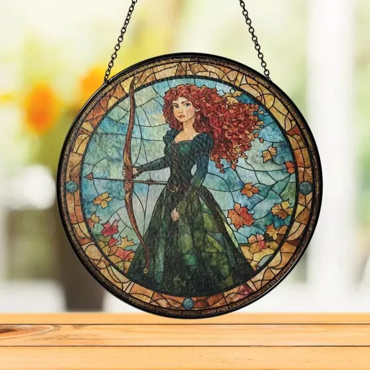 Discover Merida Princess Brave Stained Glass Suncatcher Window Hanging Decor