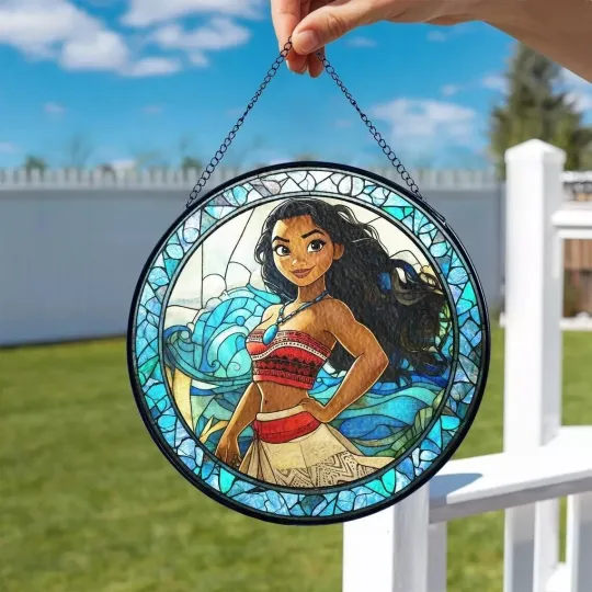 Moana Princess Stained Glass Suncatcher Window Hanging Decor