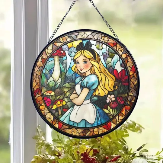 Discover Alice In Wonderland Stained Glass Suncatcher Window Hanging Decor