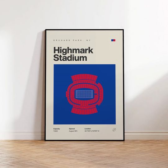 Discover Buffalo Football Poster, Highmark Stadium Print, Mid Century Modern Football Poster, Sports Bedroom Posters, Minimalist Office Wall Art