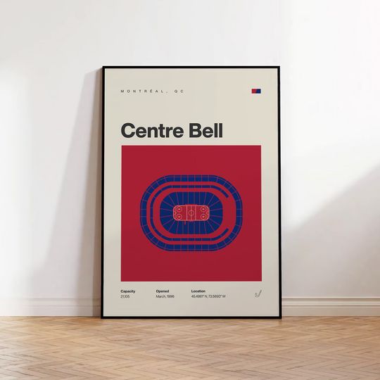 Discover Montreal Canadiens Poster, Bell Centre Stadium Print, Mid Century Modern Hockey Poster, Sports Bedroom Posters, Minimalist Office Wall Art