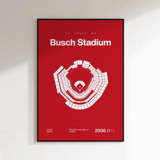 Discover St. Louis Cardinals Poster, Busch Stadium Print, Mid Century Modern Baseball Poster, Sports Bedroom Posters, Minimalist Office Wall Art