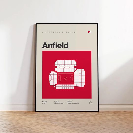 Discover Liverpool Football Poster, Anfield Stadium Print, Mid Century Modern Soccer Poster, Sports Bedroom Posters, Minimalist Office Wall Art