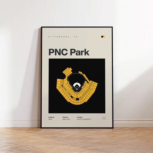 Discover Pittsburgh Pirates Poster, PNC Park Stadium Print, Mid Century Modern Baseball Poster, Sports Bedroom Posters, Minimalist Office Wall Art