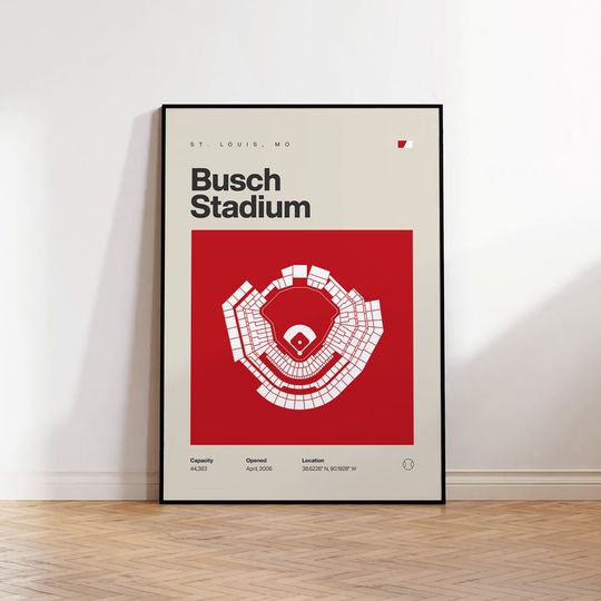 Discover St. Louis Cardinals Poster, Busch Stadium Print, Mid Century Modern Baseball Poster, Sports Bedroom Posters, Minimalist Office Wall Art