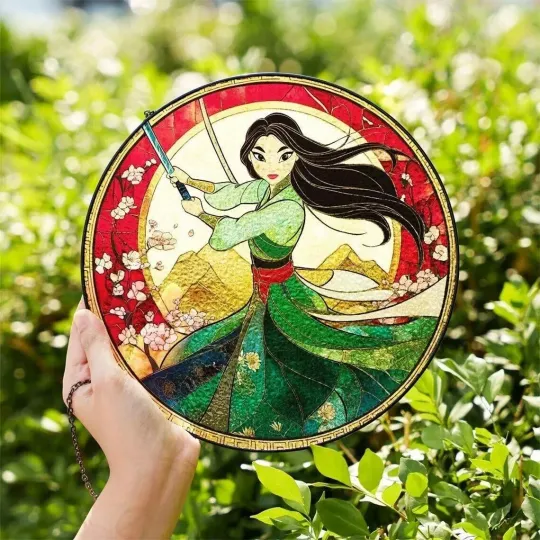 Mulan Princess Stained Glass Suncatcher Window Hanging Decor