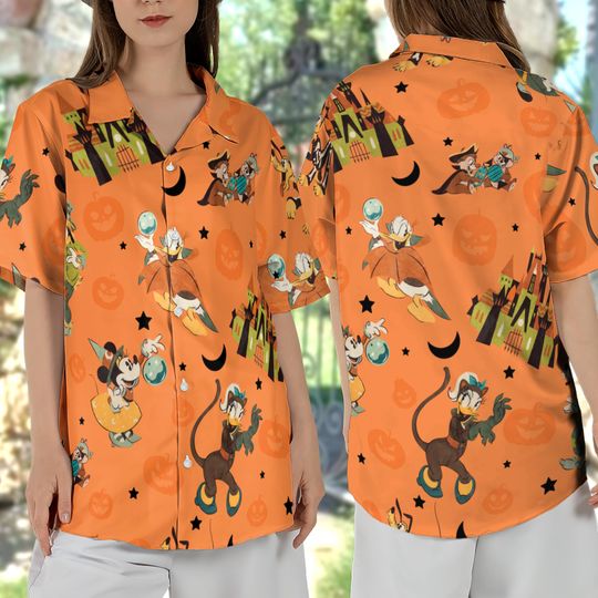 Discover Retro Mickey & Friends Halloween Hawaiian Shirt,Halloween Pumpkin Hawaii Shirt, Trick Or Treat, Mickey's Not So Scary Disney Hallowen Party