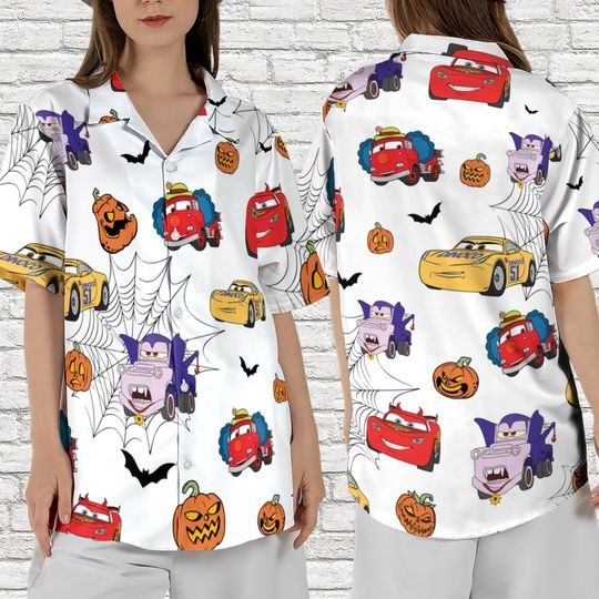 Discover Disney Cars Halloween Hawaiian Shirt, Pixar Cars Haul O Ween Costume Hawaii Shirt, Halloween Car Land Shirt, Disney Cars Family Outfit