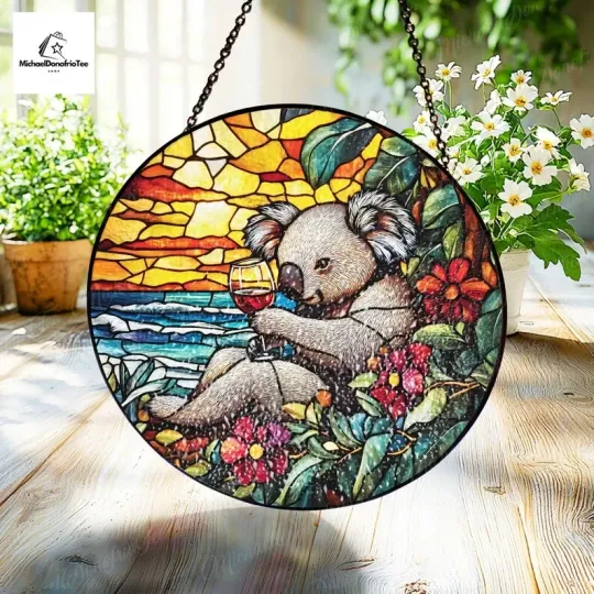 Discover Koala Stained Glass Suncatcher, Gift for Animal Lovers