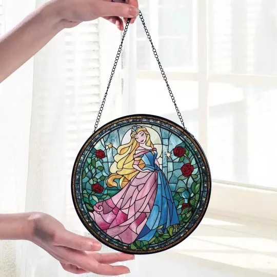 Discover Aurora Princess Sleeping Beauty Stained Glass Suncatcher Window Hanging Decor