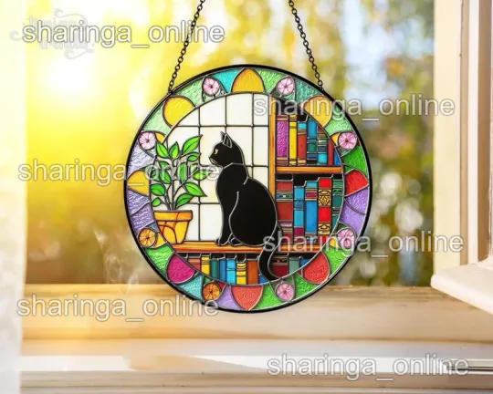 Discover Cat Stained Glass Suncatcher, Suncatcher Lovers Hanging Gift