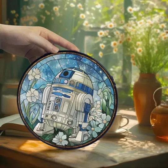 R2-D2 The Force Star Wars Stained Glass Suncatcher Window Hanging Decor