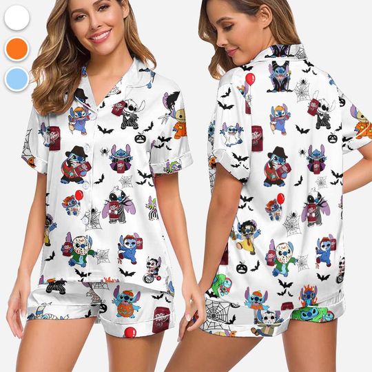 Discover Halloween Dr Pepper Stitch Pajamas Set, Halloween Pajamas, Womenswear, Stitch, Dr Pepper, Halloween outfits, Dr Pepper Halloween Pajama