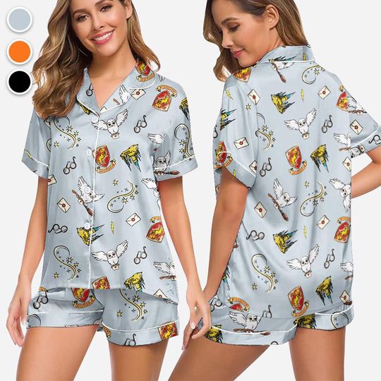 Halloween Wizard Magic Pajama Set, Cute Owl Sleepwear, Witch Theme Homewear, Cozy Sleepwear For Fans, Cute Witchy Vibes Gift For Her