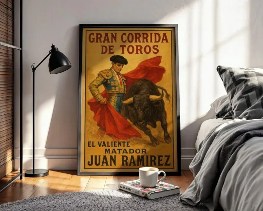 Discover Vintage Spanish Bullfight Poster Matador Art Print Wall Decor