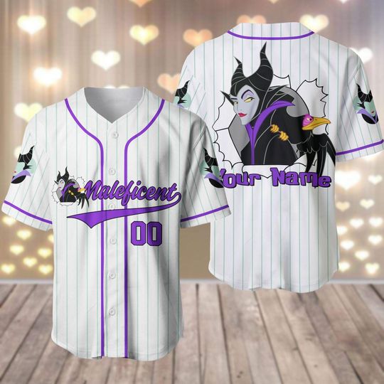 Discover Personalized Maleficent Baseball Jersey, Disney Villains Baseball Shirt, Halloween Disney Jersey Shirt, Bad Witchy Matching Team Jersey