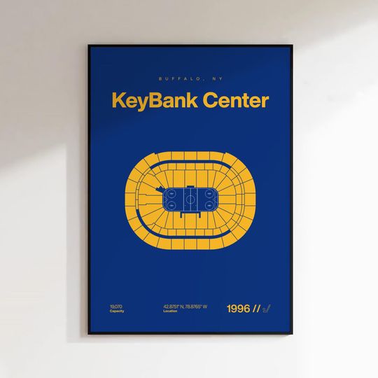Buffalo Sabres Poster, KeyBank Center Stadium Print, Sports Bedroom Poster, Minimalist Office Decor