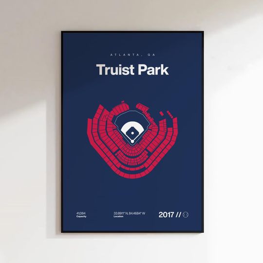 Discover Atlanta Braves Poster, Truist Park Stadium Print, Mid Century Modern Baseball Poster, Sports Bedroom Posters, Minimalist Office Wall Art