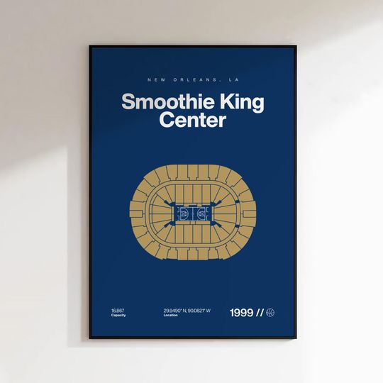 Discover New Orleans Pelicans Poster, Smoothie King Center Print, Mid Century Modern Basketball Poster, Sport Bedroom Art, Minimalist Office Wall Art