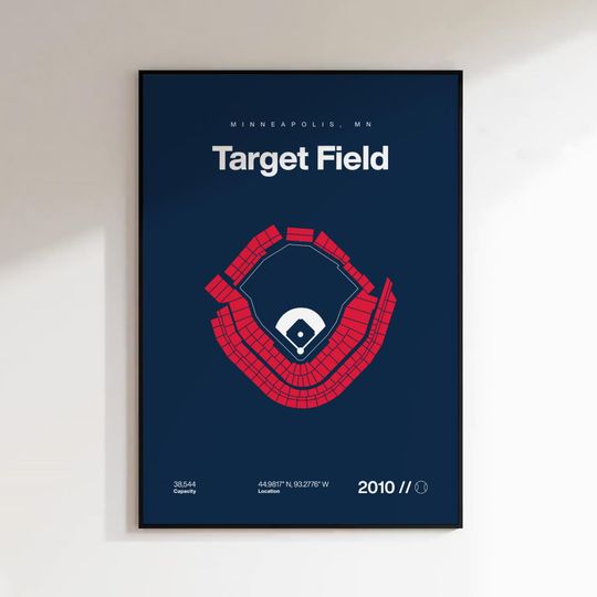 Discover Minnesota Twins Poster, Target Field Stadium Print, Mid Century Modern Baseball Poster, Sports Bedroom Posters, Minimalist Office Wall Art