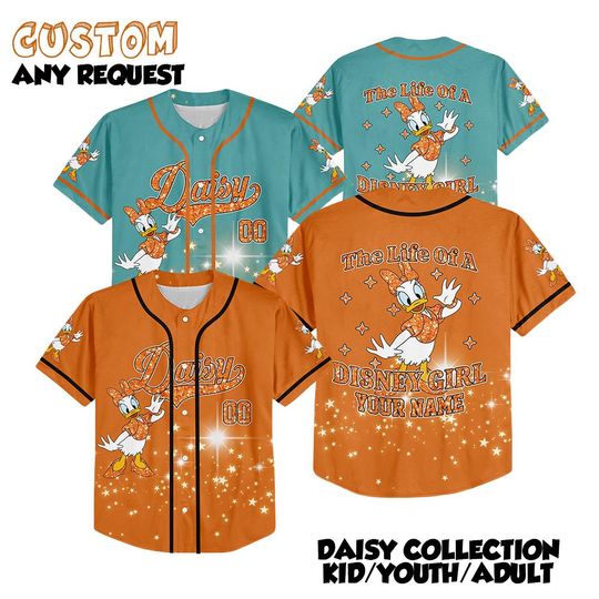Discover Custom Daisy Duck Disney The Life Of A Girl Life Cyan Baseball Jersey, Showgirl Shirt, Park Girl, Vacation Jersey, Gift for Disney Fans