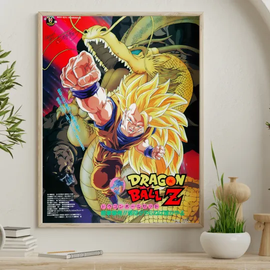 Discover Anime Style Poster Super Saiyan Warrior Dragon Wall Art