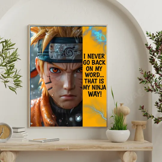 Narutoo Poster Anime Wall Art Ninja Way Quote Motivational Room Decor