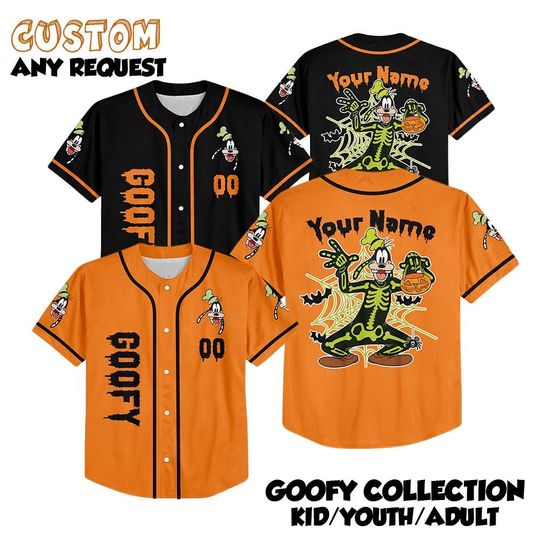 Discover Custom Goofy Halloween Baseball Jersey, Disney Goofy Baseball Jersey Team, Magic Kingdom Shirt, Goofy Halloween Gift, Horror Cosplay Shirt