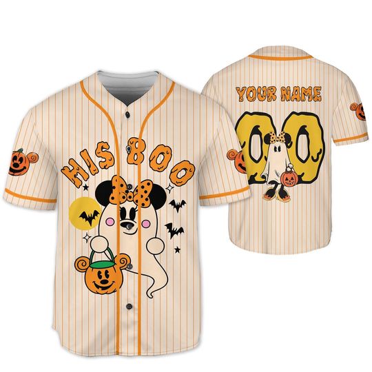 Personalized Disney Halloween Minnie Mouse Baseball Jersey, Custom Disney Halloween Shirt, Disney Jersey for Disney Fans