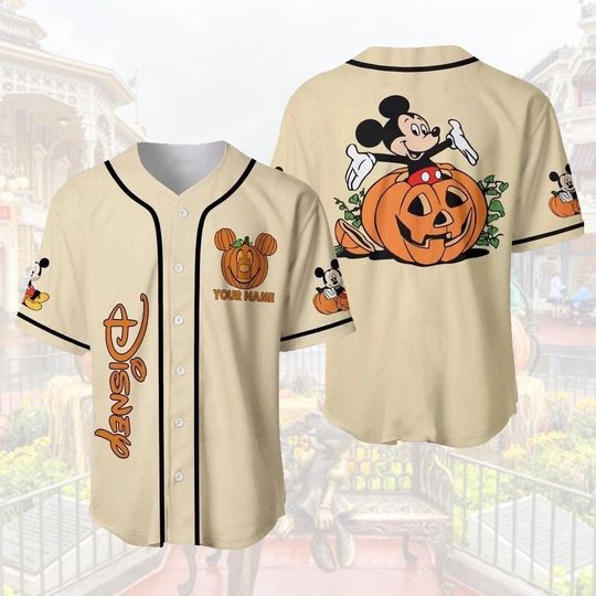 Discover Personalized Disney Mouse Halloween Baseball Jersey, Horror Character Nightmare Before Baseball Jersey Monster Baseball, Halloween Gift