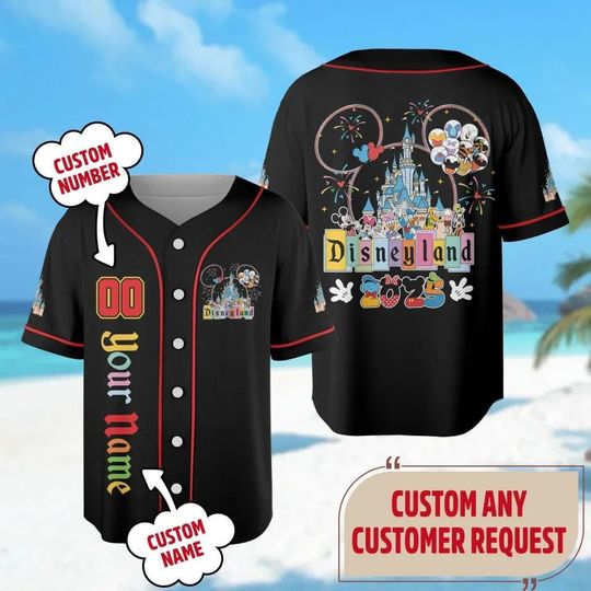 Personalized Disney Mouse Halloween Baseball Jersey, Disney Mickey Mouse Baseball Jersey Mickey Mouse and Friends Jersey