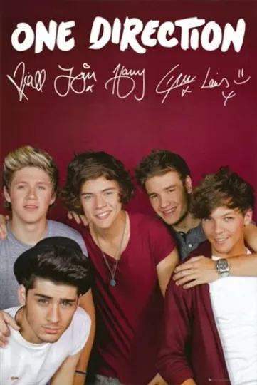 One Direction Poster - Burgundy Group Shot - Premium Matte Vertical Poster
