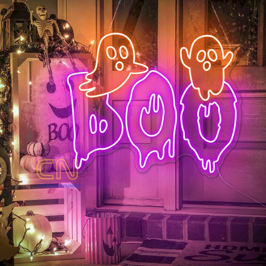 Discover Decorate Your Space With A Handmade Boo and Ghost Neon Sign - The Best Decor Idea For Halloween,  Spooky Home, and Gift for Ghost Lover