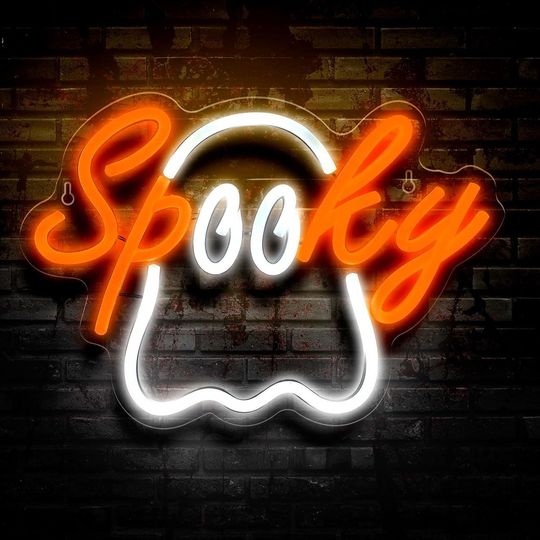 Spooky Ghost Halloween Neon Sign | Acrylic Sign | Led Neon Sign | Halloween Sign | Halloween Decor | Light Up Sign | Led Signs | Neon Art