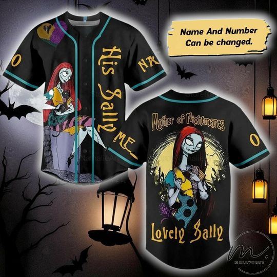 Discover Custom Sally Baseball Jersey, Halloween Horror Movie Shirt, Spooky Costume Top, Personalized Name Number