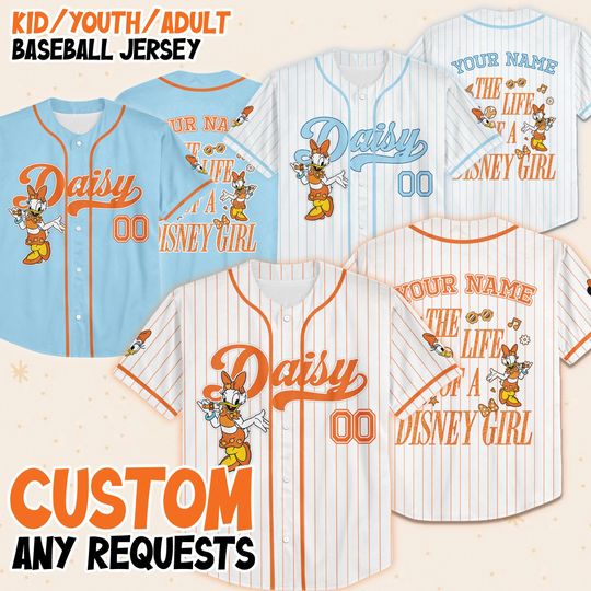 Discover Custom Disney Daisy Duck The Life Of A Girl Life Cyan Baseball Jersey, Showgirl Jersey, Park Girl, Vacation Jersey, Gift for Disney Fans