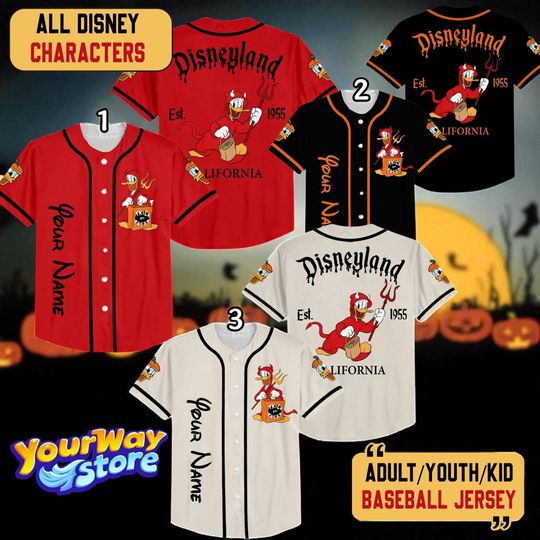 Discover Custom Disneyland Halloween Baseball Jersey, Sebastian Disney Shirt, Personalized Name Outfit for Kids & Adults