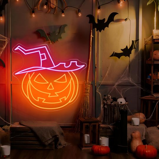 Pumpkin Halloween Neon Sign: LED Acrylic Halloween Decor