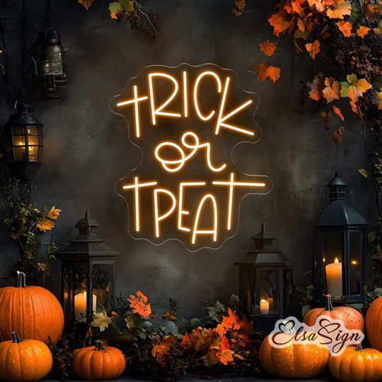 Discover Trick or Treat Neon Sign, Halloween LED Neon Light, Custom Neon Sign, Door Decoration, Party Decor Wall Art, Holloween Best Gifts, ElsaSign