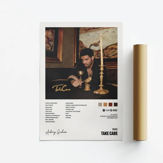Discover Drake Take Care Album Art Poster - Music Tracklist Vertical Print