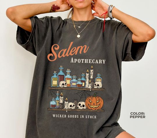 Discover Salem Apothecary Halloween T-Shirt, Retro Halloween Shirt, Hocus Pocus Shirt, Sanderson Sisters,Salem Witch