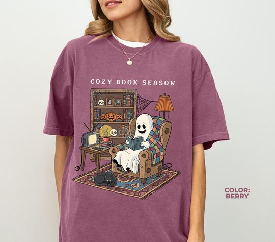 Discover Retro Ghost Reading Books T-Shirt, Librarian Ghost Halloween, Cute Ghost Lovers, Halloween Teacher Shirt, Teacher Gift, Boo School