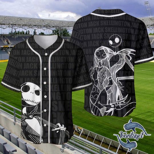 Discover Jack Skellington Baseball Jersey  Nightmare Before Christmas Halloween Shirt, Spooky Disney Couple Outfit